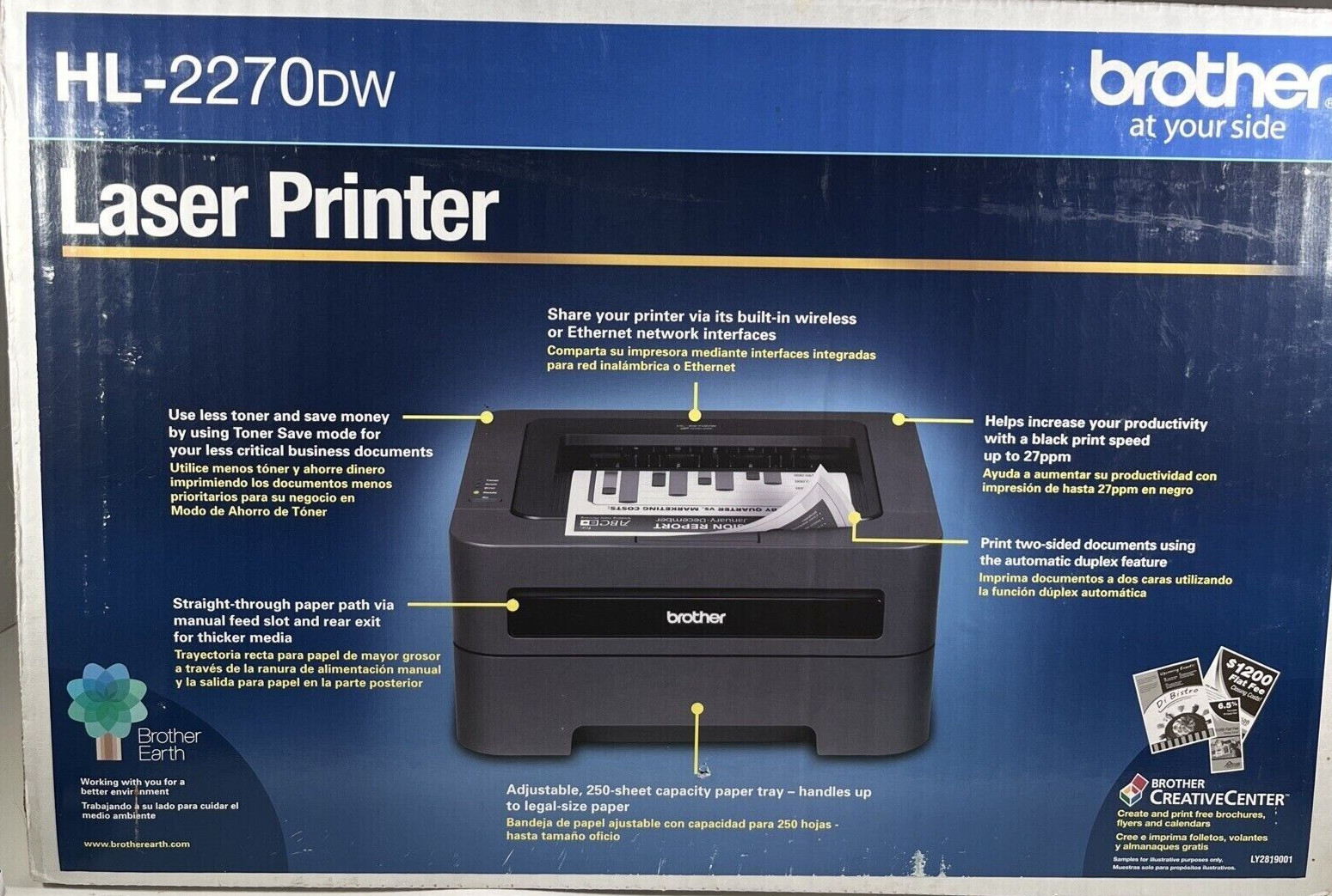 BRAND NEW Brother HL-2270DW Laser Printer Wireless Networking in SEALED BOX