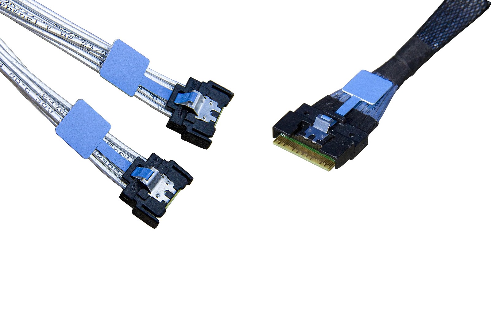 x8 to 2x x4 74Pin to 2x 38Pin PCIe Gen5 Mini Cooledge IO Straight 80cm Cable