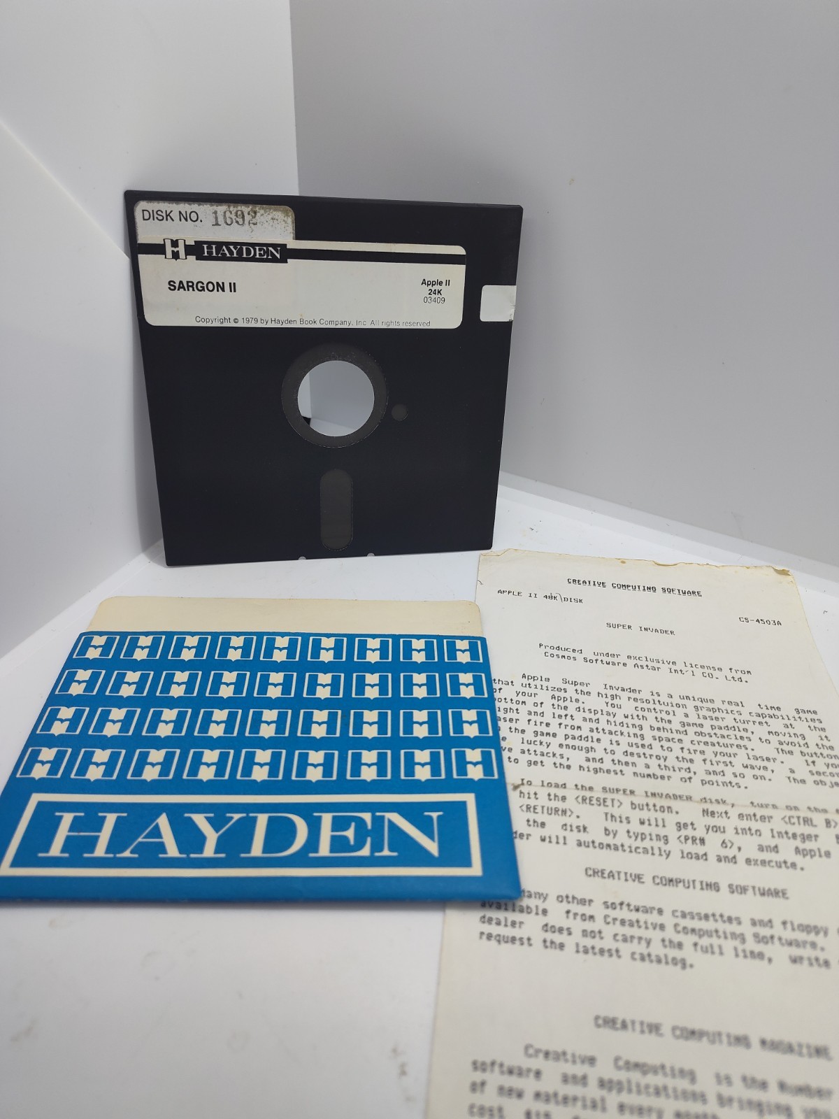 Vintage 1979 Apple II Sargon II Hayden Software Disk - As IS