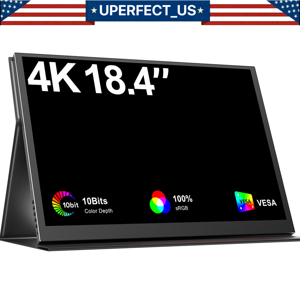 UPERFECT 18" 4K Portable Monitor 2160P Ultra-Slim Screen w/Adjustable Stand Used