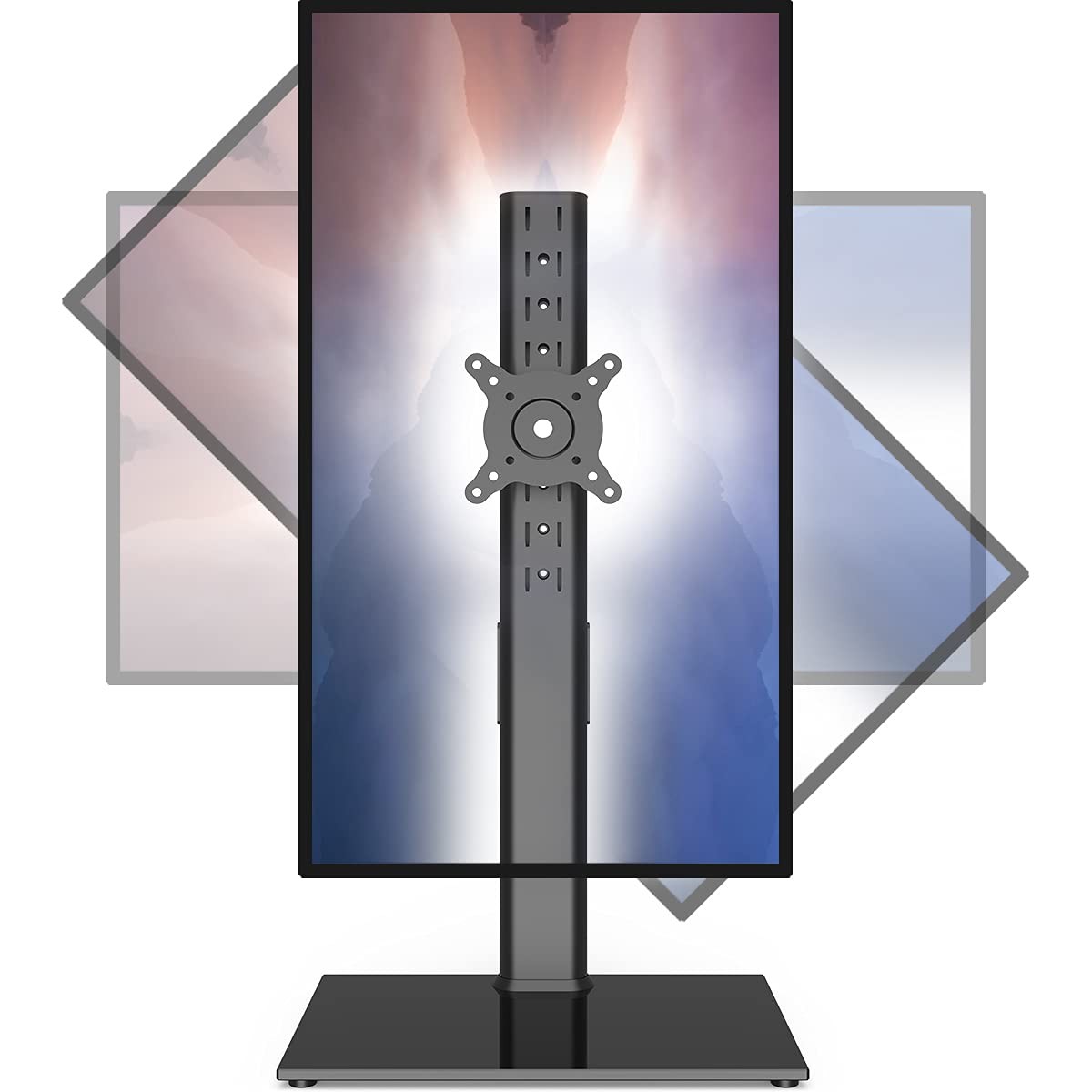 Single Monitor Stand Freestanding 27-43 Inch Monitor Arm Curved Screen Monito...