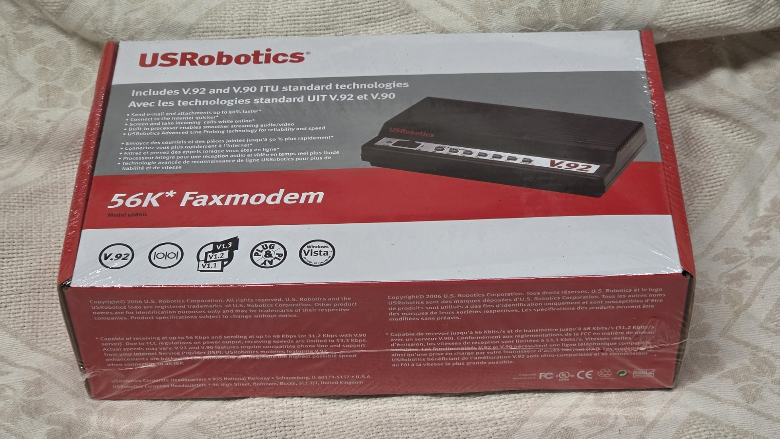 USRobotics USR5686G 56K V.92 V.90 External Serial Fax Modem NEW SEALED