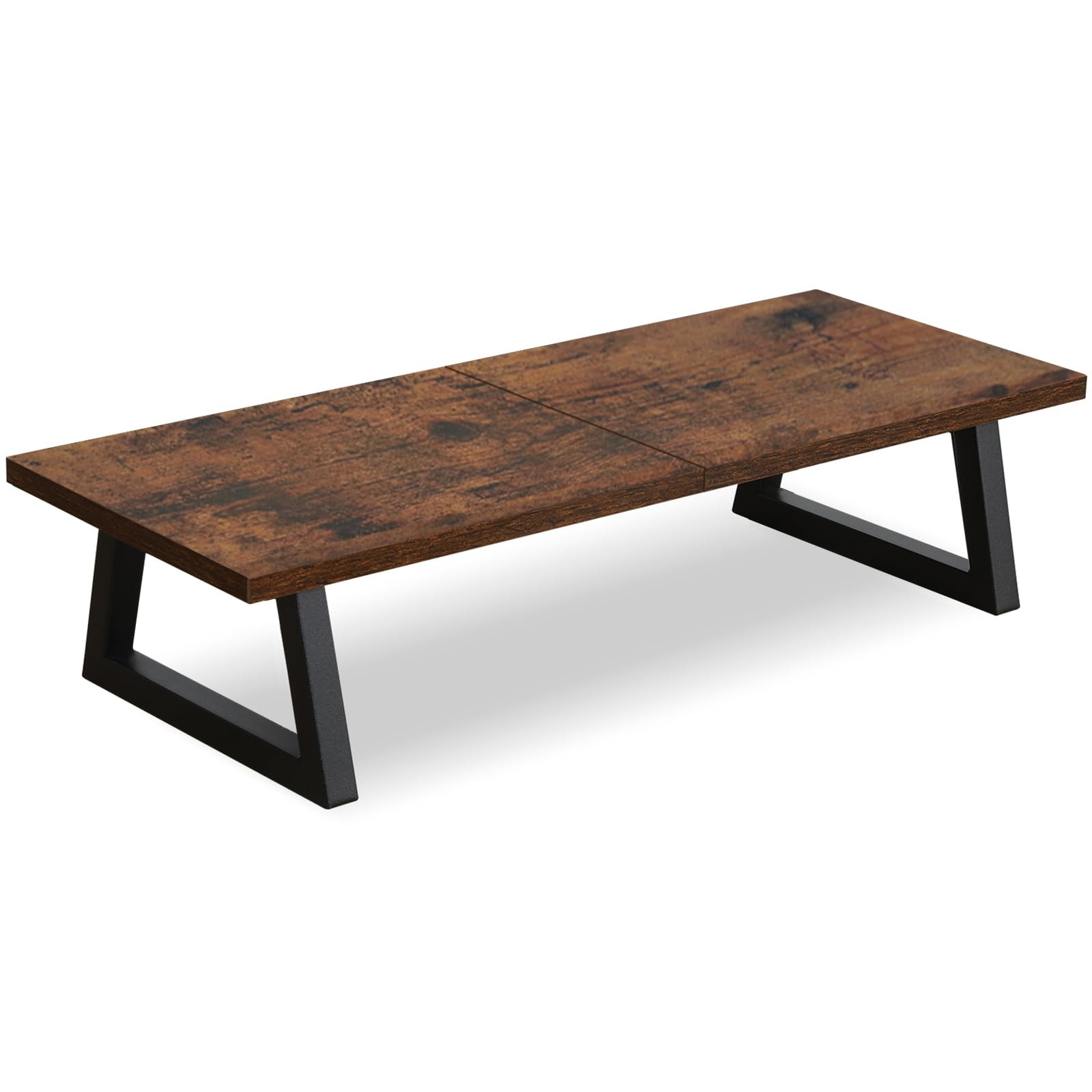 TEAMIX 24 inch Monitor Stand Riser, Rustic Brown Wood & Steel 24 inch,