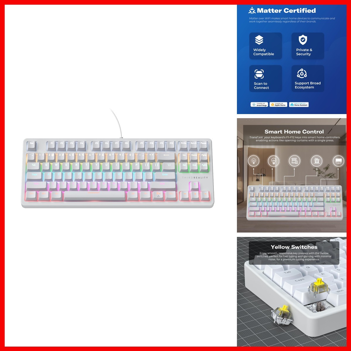 THIRDREALITY Smart Mechanical Keyboard MK1 Matter Over WiFi 87-Key Wired USB-A