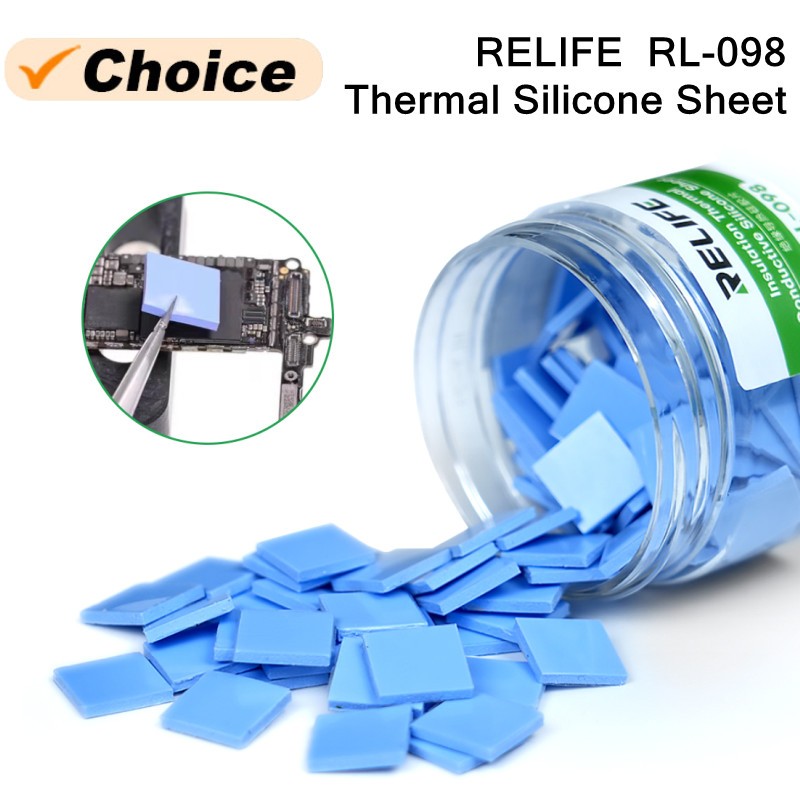 RELIFE RL-098 100PCS Pre-Cut Thermal Insulation Pads IC Chip Self-Adhesive Silic