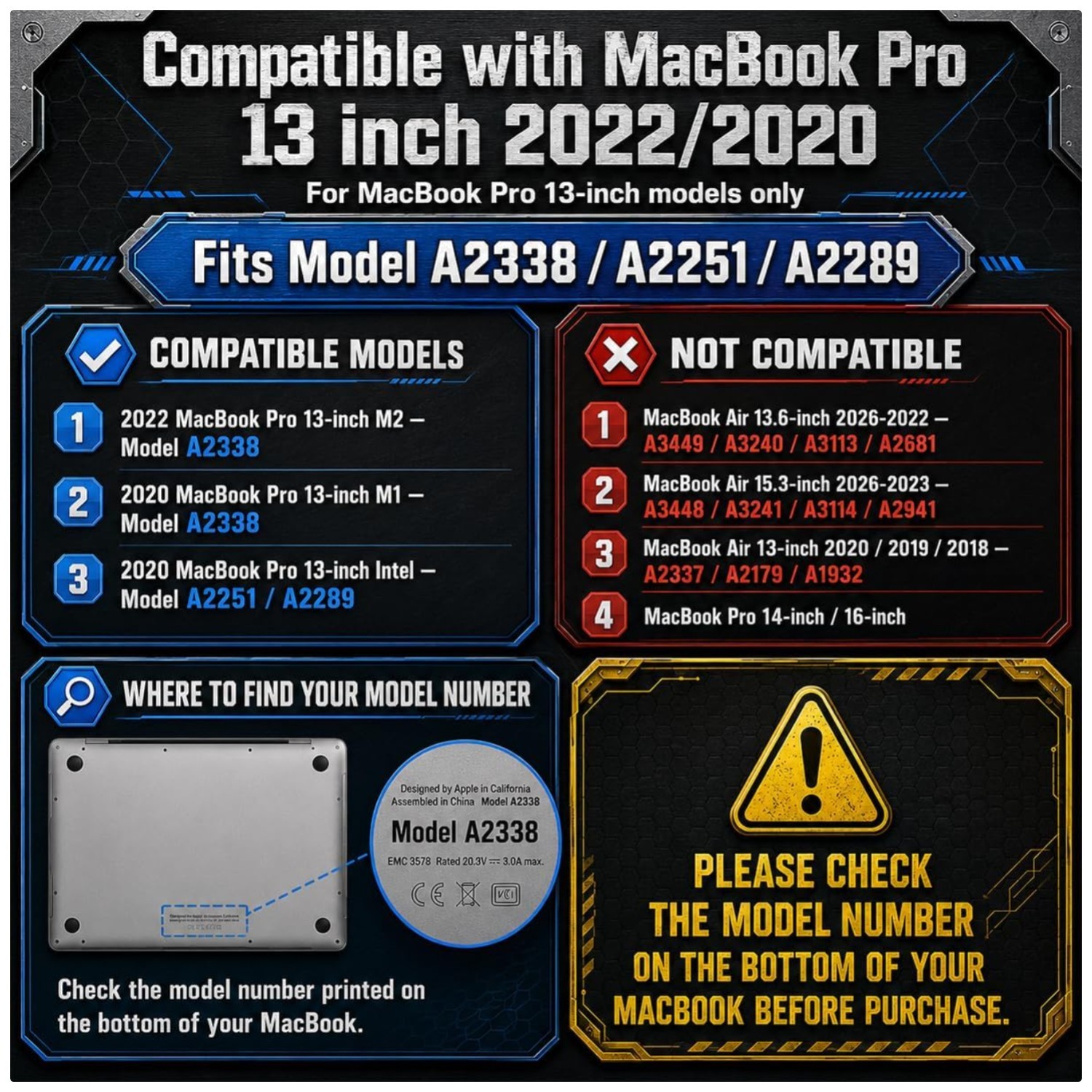 MacBook Pro 13 inch Case 2022 2020 | Heavy Duty Hybrid Armor