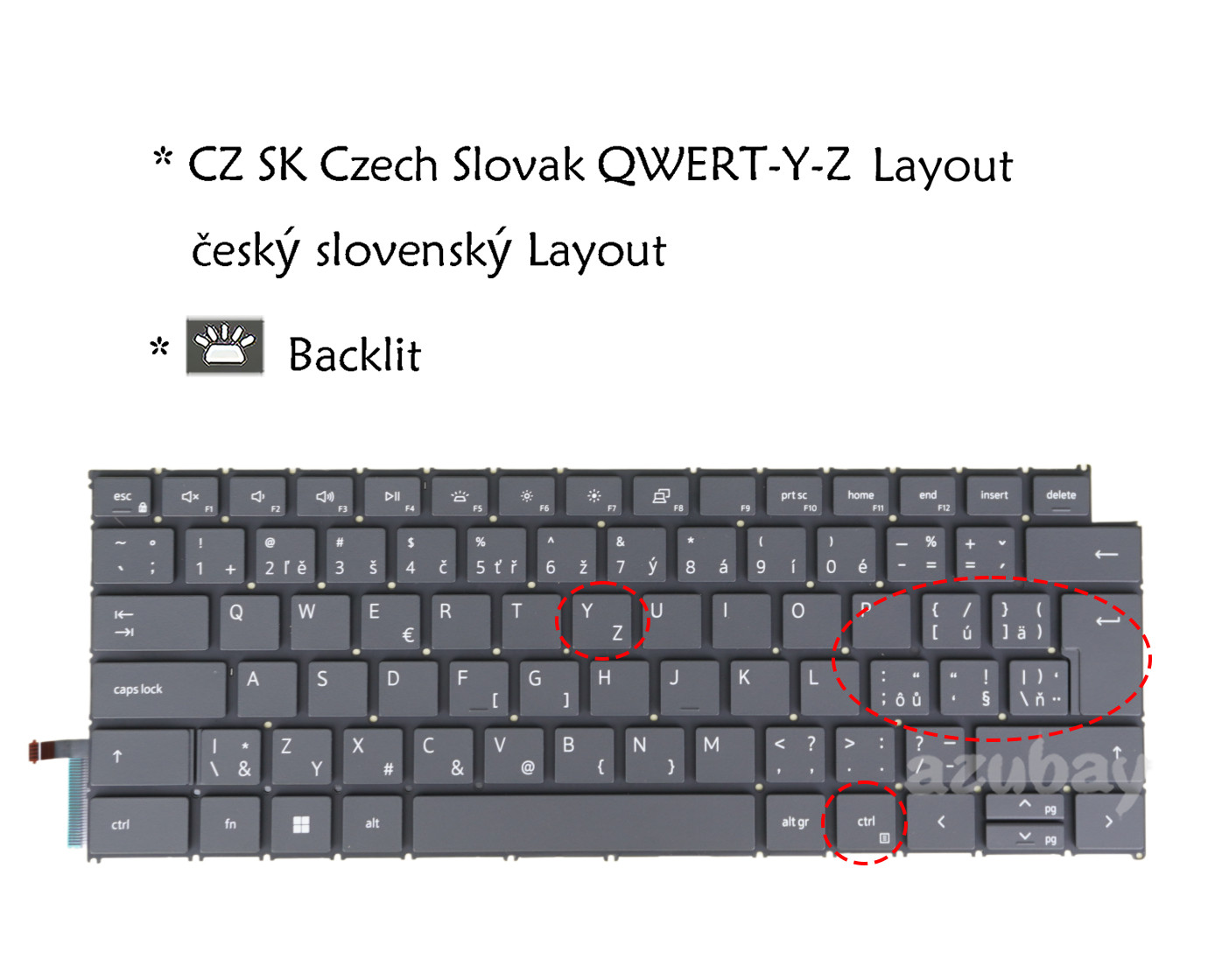 Czech Slovak Keyboard for DELL Inspiron 14 Plus 7440 7441 , 16 Plus 7640 Backlit