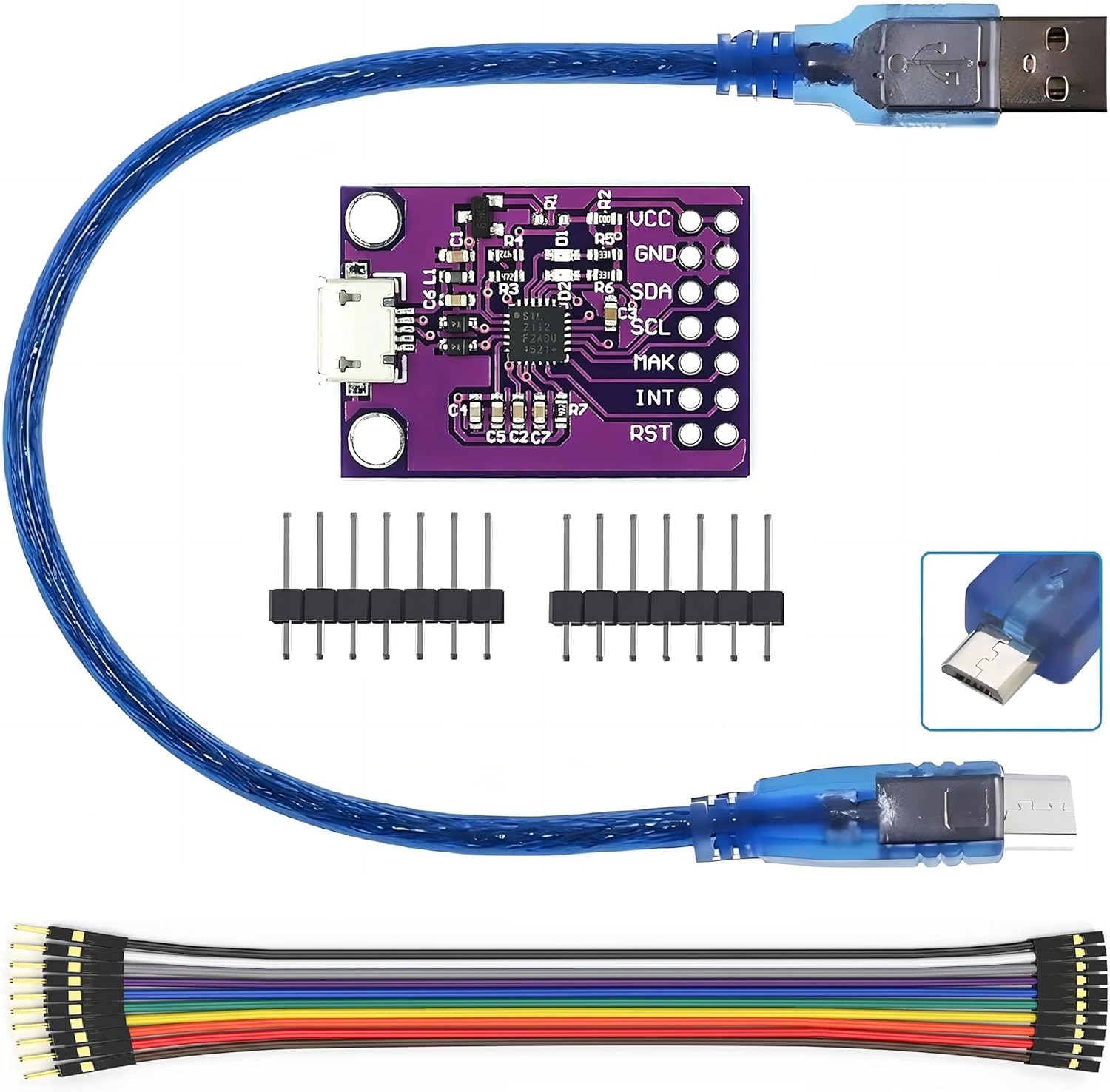 WWZMDiB CP2112 Adapter Micro USB to SMBus I2C Communication with Wires 