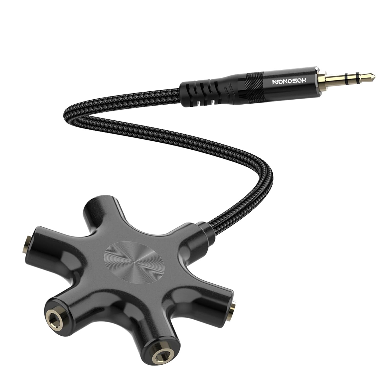 HOSONGIN 5-Way Headphone Splitter - 3.5mm Audio Sharing Hub with Black 