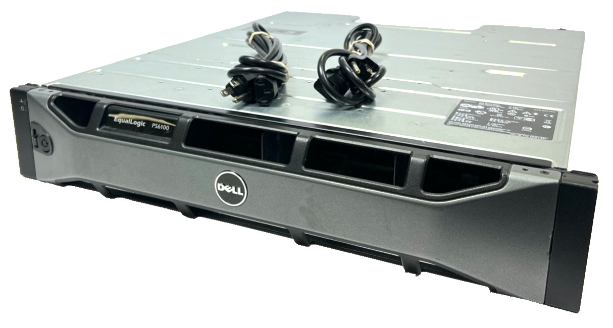 Dell EqualLogic PS6100 E04J 24SFF Storage Array 2x E09M001 Control Module 2x PSU