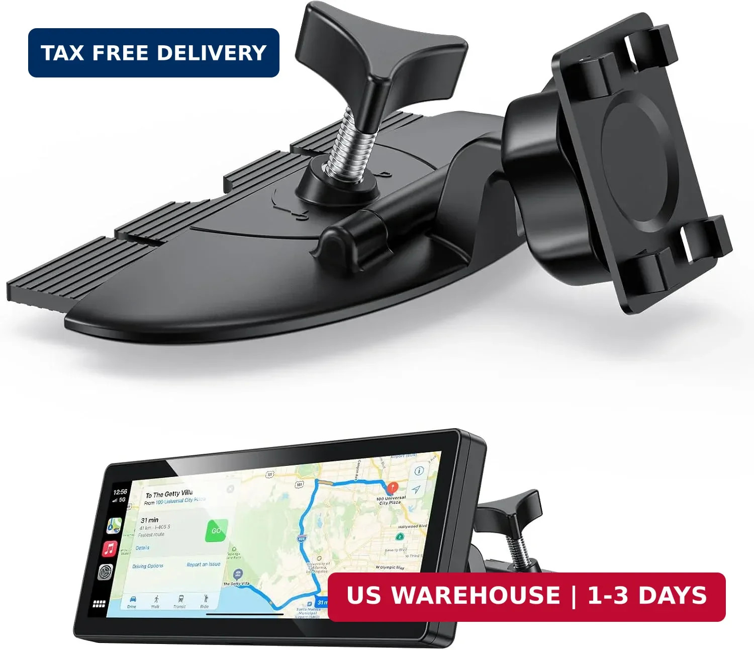 CD Slot CarPlay Screen Mount for 7-10.5" Displays, Stable Anti-Vibration Holder