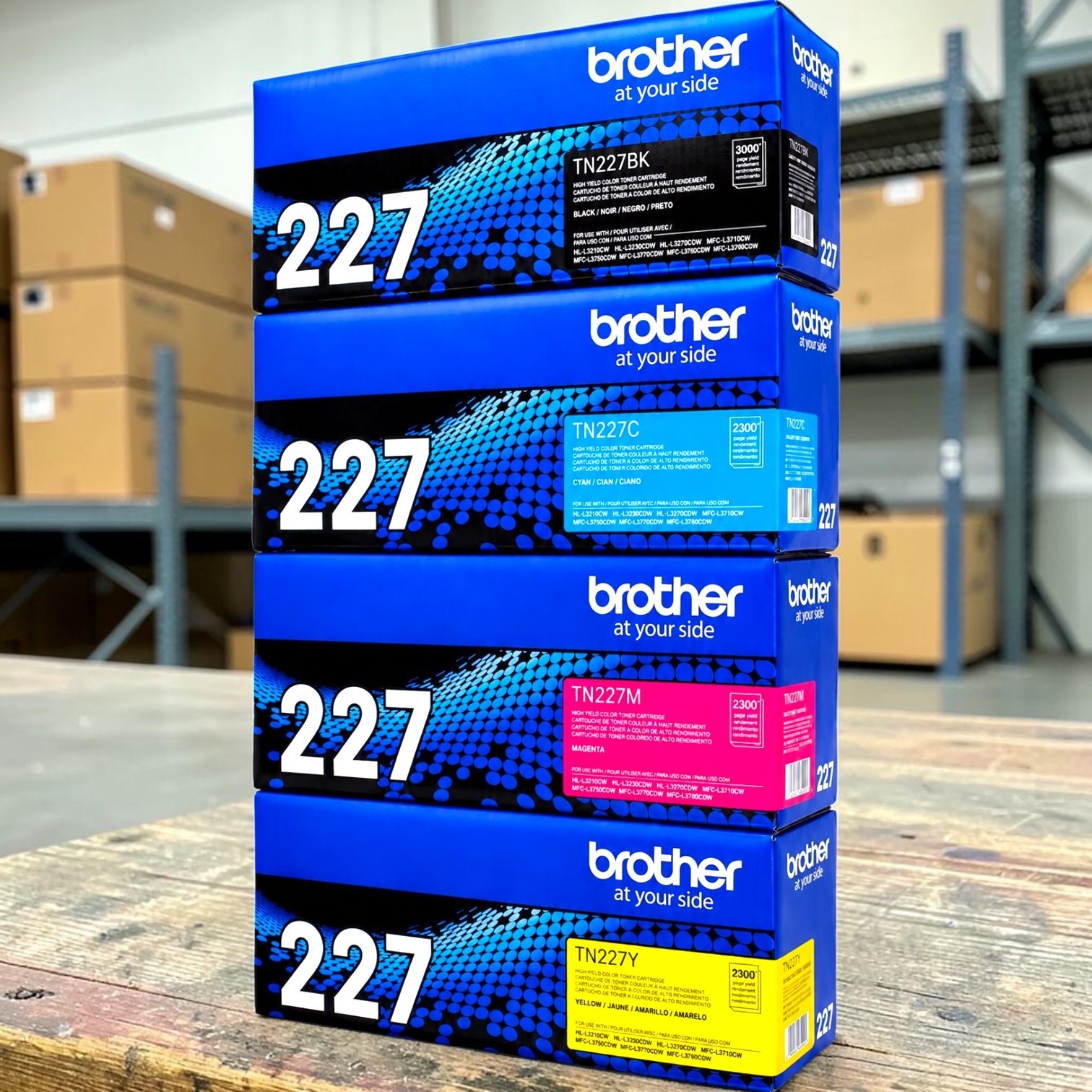 Brother TN227 High Yield Toner Cartridge Set 4 Colors BK C M Y New Sealed Box