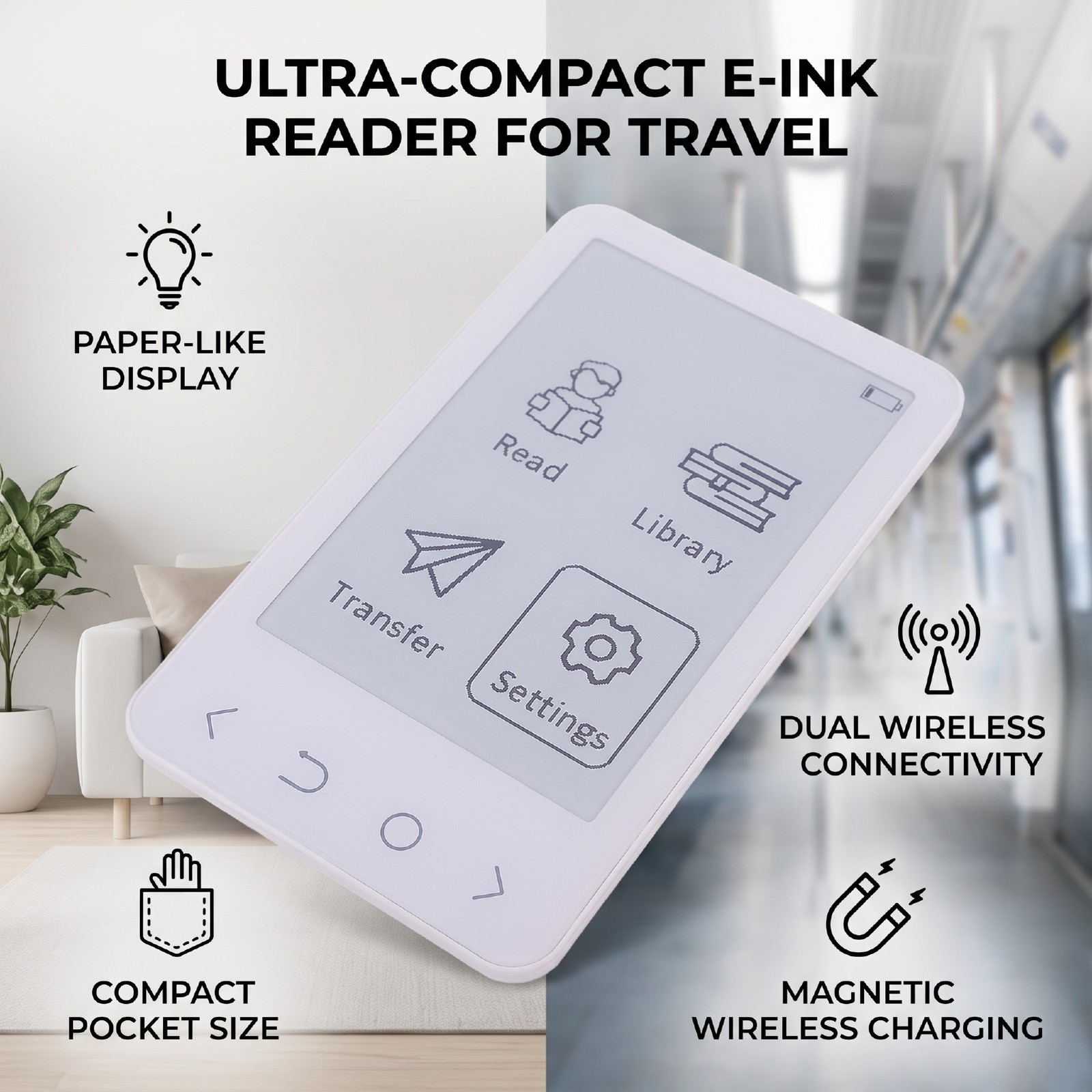 Portable Ebook Reader 128MB 3.52 Inch Ink Screen 2.4G WiFi Bluetooth Magnet EIUD
