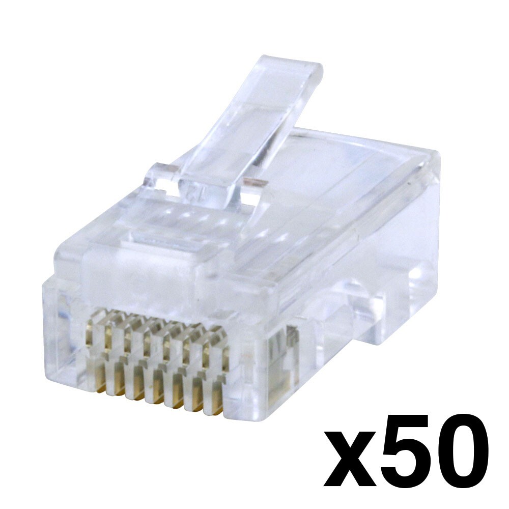 Construct Pro Quick Crimp RJ-45 Cat6 Connectors (Jar of 50, Clear)