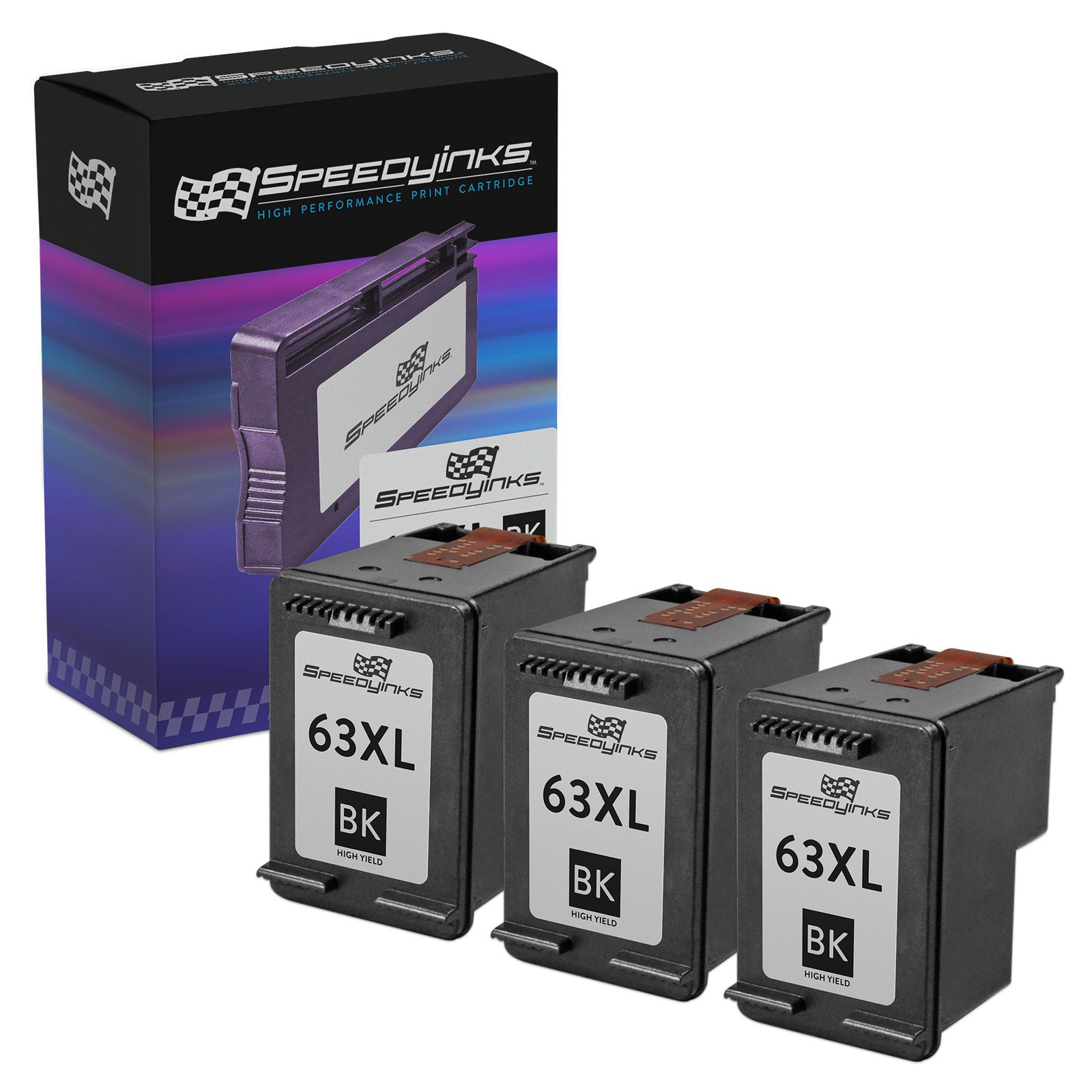 3PK Replacement Ink Cartridge for HP 63XL HP F6U64AN HY Black
