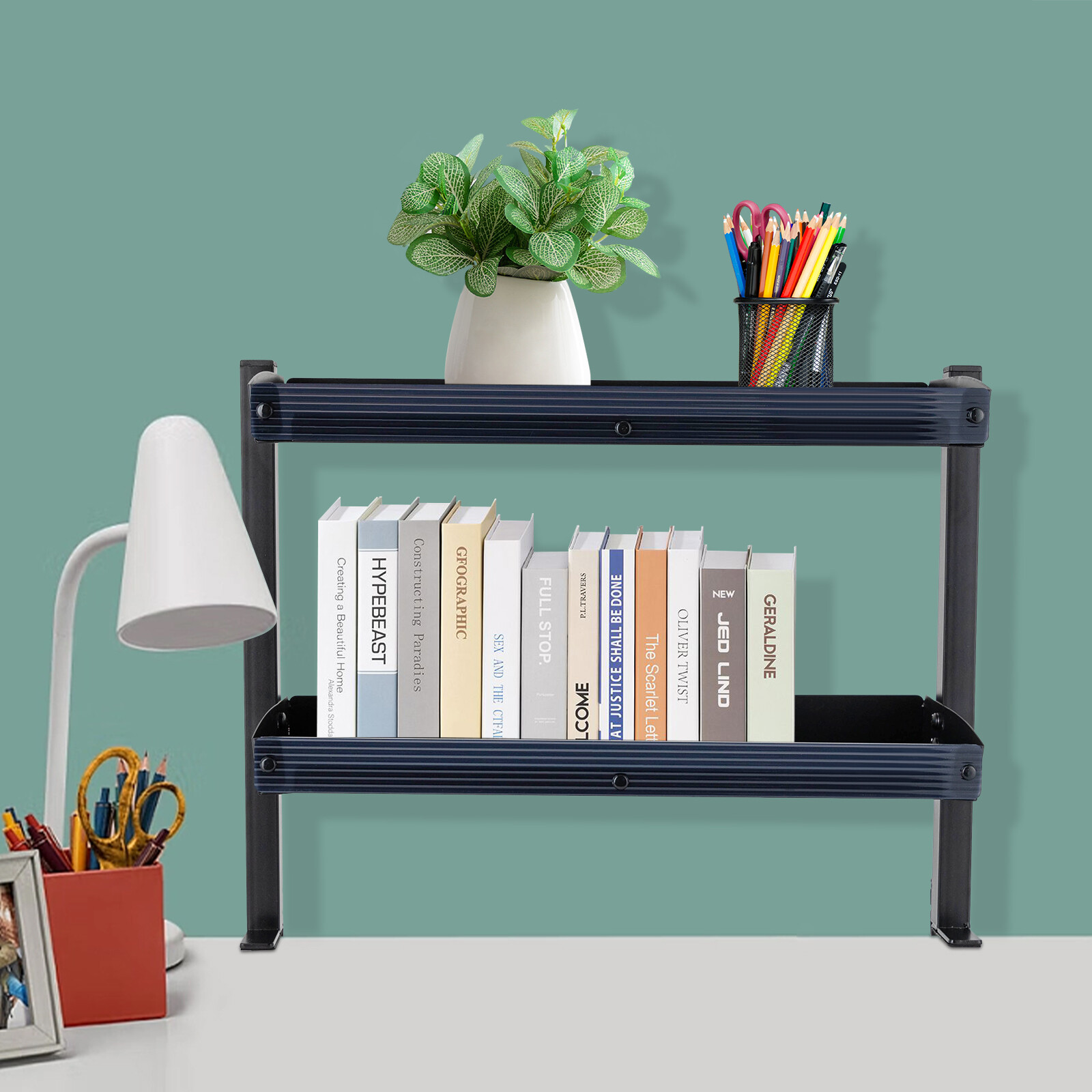 Clamp-On 2-Tier Desk Shelf, Adjustable Space-Saving Organizer for Home & Office