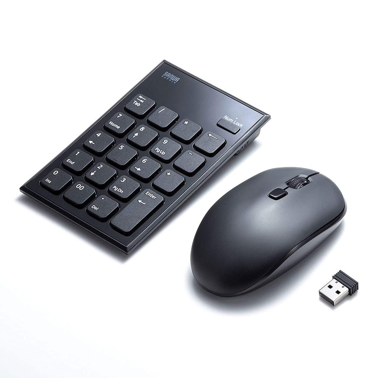 Sanwa Supply Wireless Numeric Keypad and Mouse Set Silent USB NT-WL23SETBK