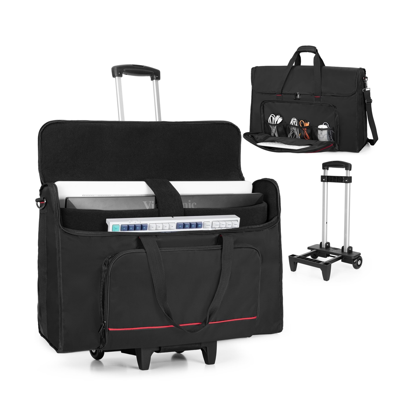 Trunab Rolling Monitor Carry Case for 24-27 Inch Monitors with Detachable Tro...