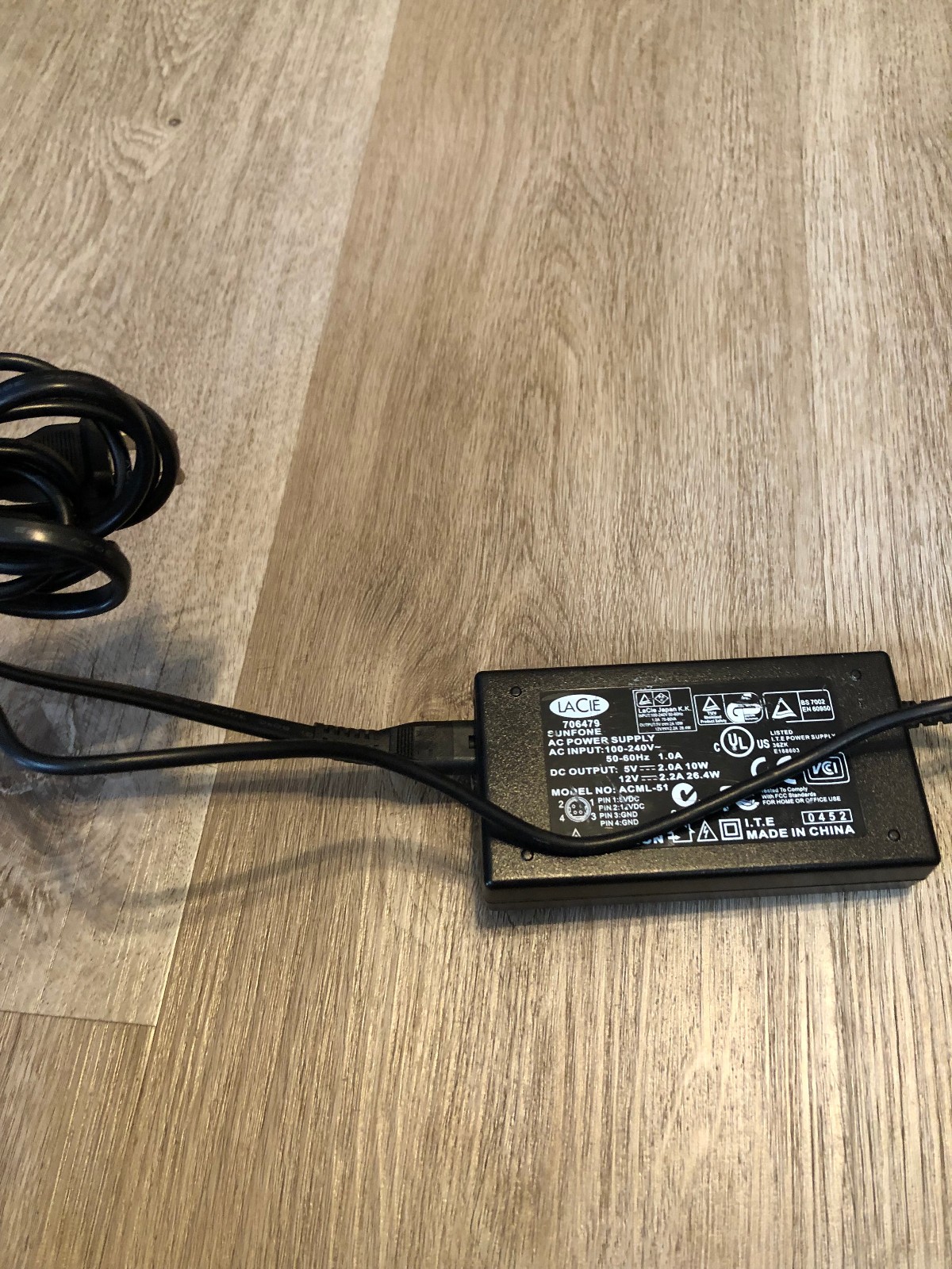 LACIE 706479 SUNFONE ACML-51  4-Pin AC Adapter For Charger Power Supply Cord p94