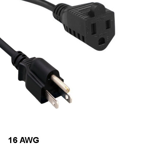 10PCS 15' Black Outlet Saver Power Extension Cord NEMA 5-15P/15R 16AWG 13A/125V