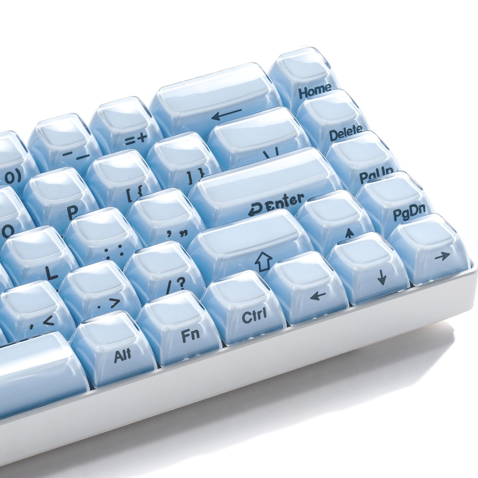 XVX Blue Keycaps, Crystal Jelly Keyboard Keycaps OEM Profile Side Printed Key...