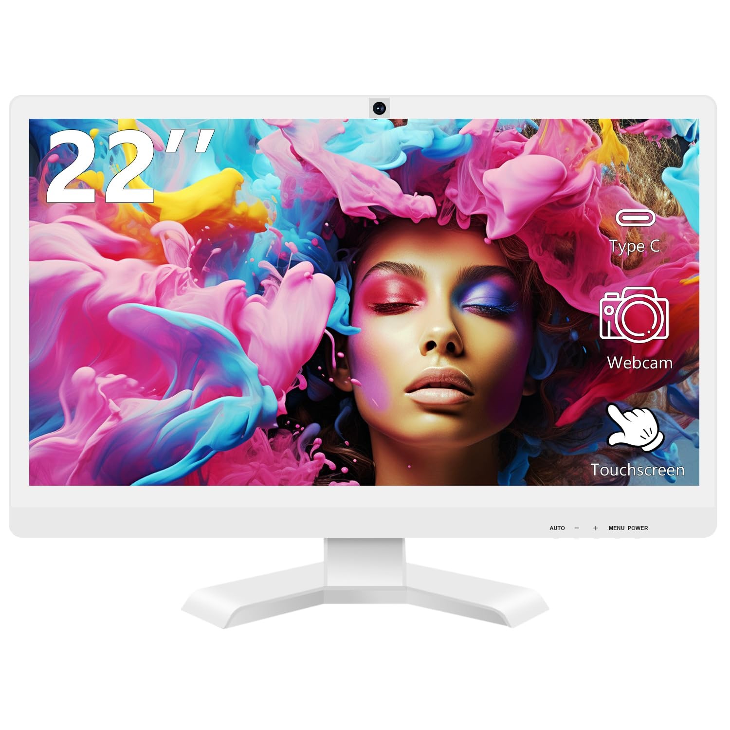 Pisichen 22 inch Touch Screen Monitor with Webcam FHD 1920x1080P Computer Mon...