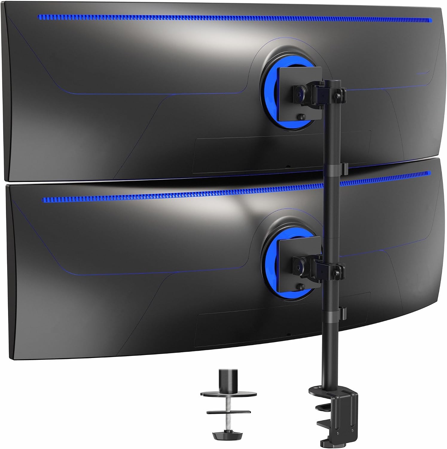 Dual Vertically Stacked Ultra-Wide Monitor Desk Mount for up to 49 inch Black