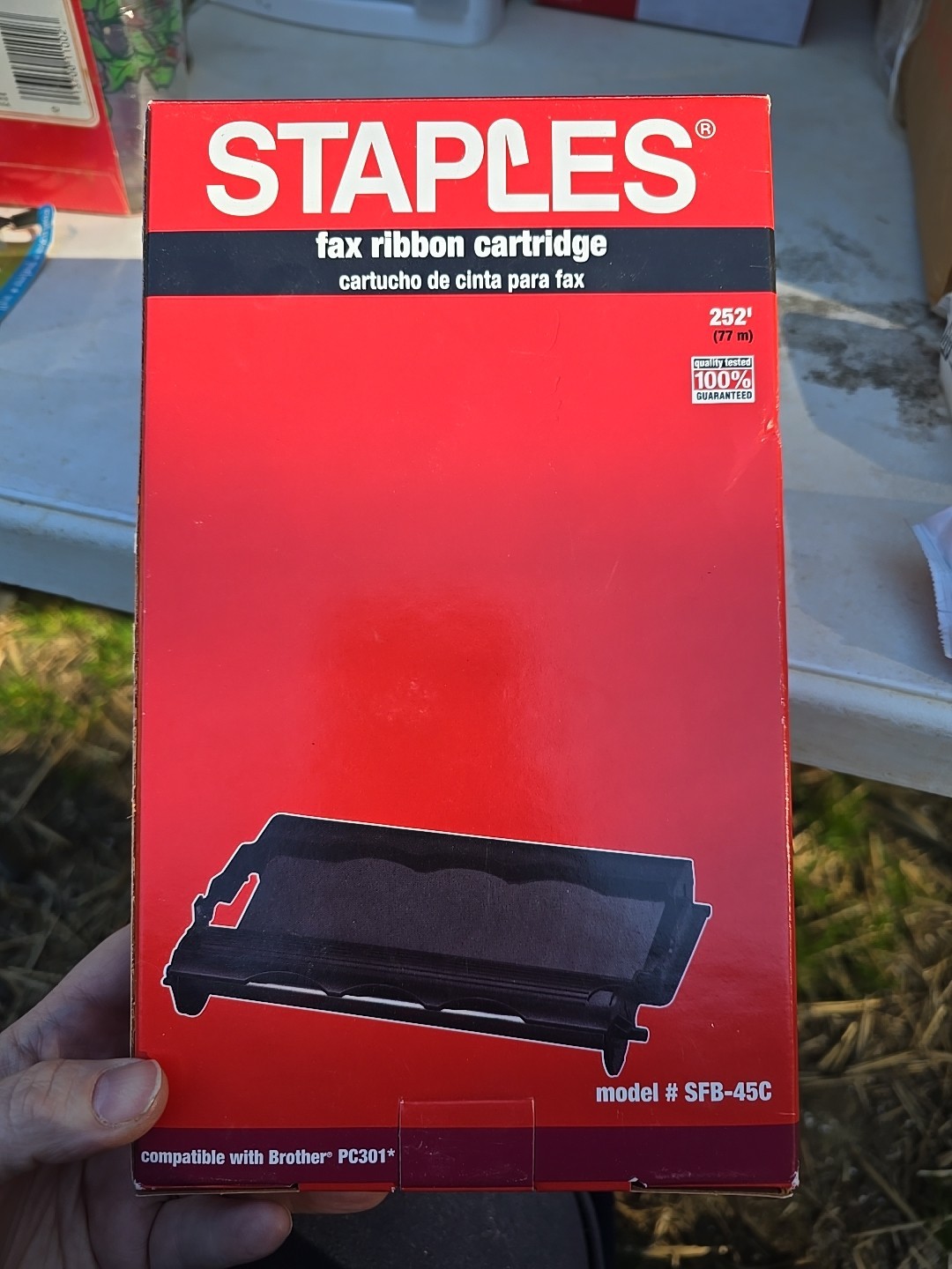 Staples Fax Ribbon Cartridge New 252' Model SFB-45C Brother PC301 See Pics