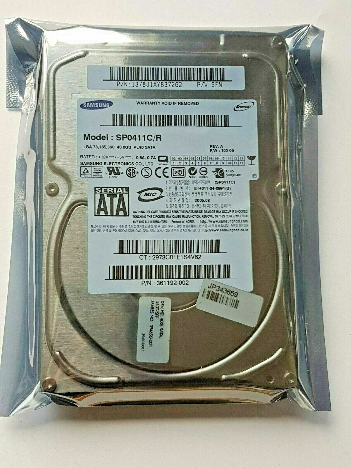 40GB SATA Samsung Spinpoint SP0411C/R PL40 7200rpm HDD 2MB 3.5" Hard Drive New