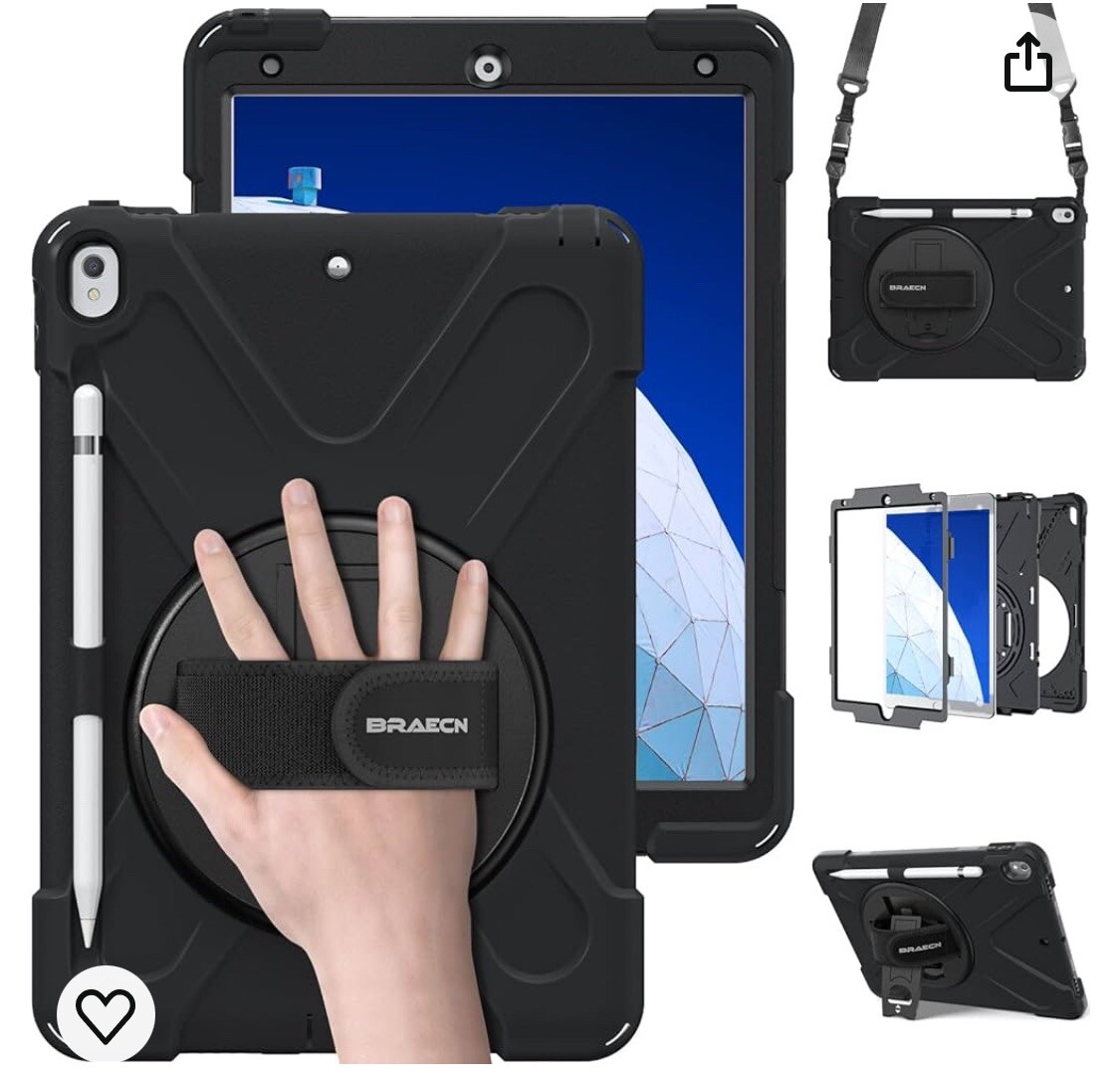 8" Multi-function Rugged Tablet Case Kickstand, Shock Absorption, Black