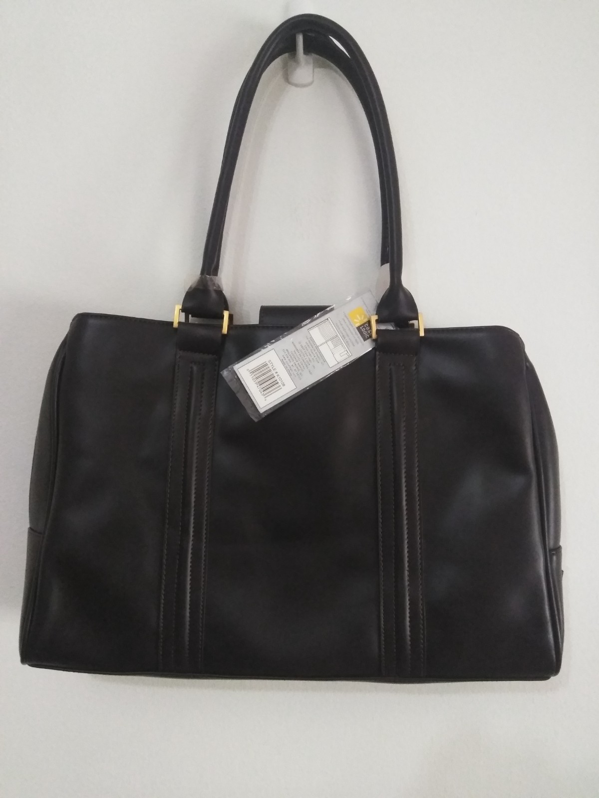 NEW Case Logic Women’s LEATHER TOTE W/ LAPTOP CASE INSIDE  17”  DARK BROWN (NWT)