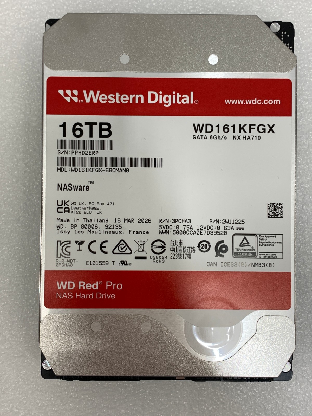 - FOR PARTS - WD Red Pro 16TB WD161KFGX 3.5" SATA 512MB 7200RPM NAS Hard Drive