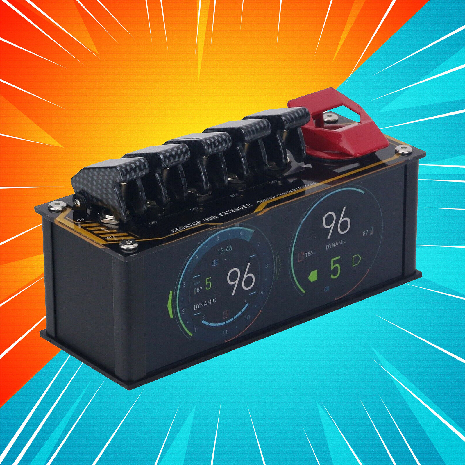 USB Switch USB Hub Built-in RGB Light Fit Bluetooth for Desktop Retro DecoratiIA