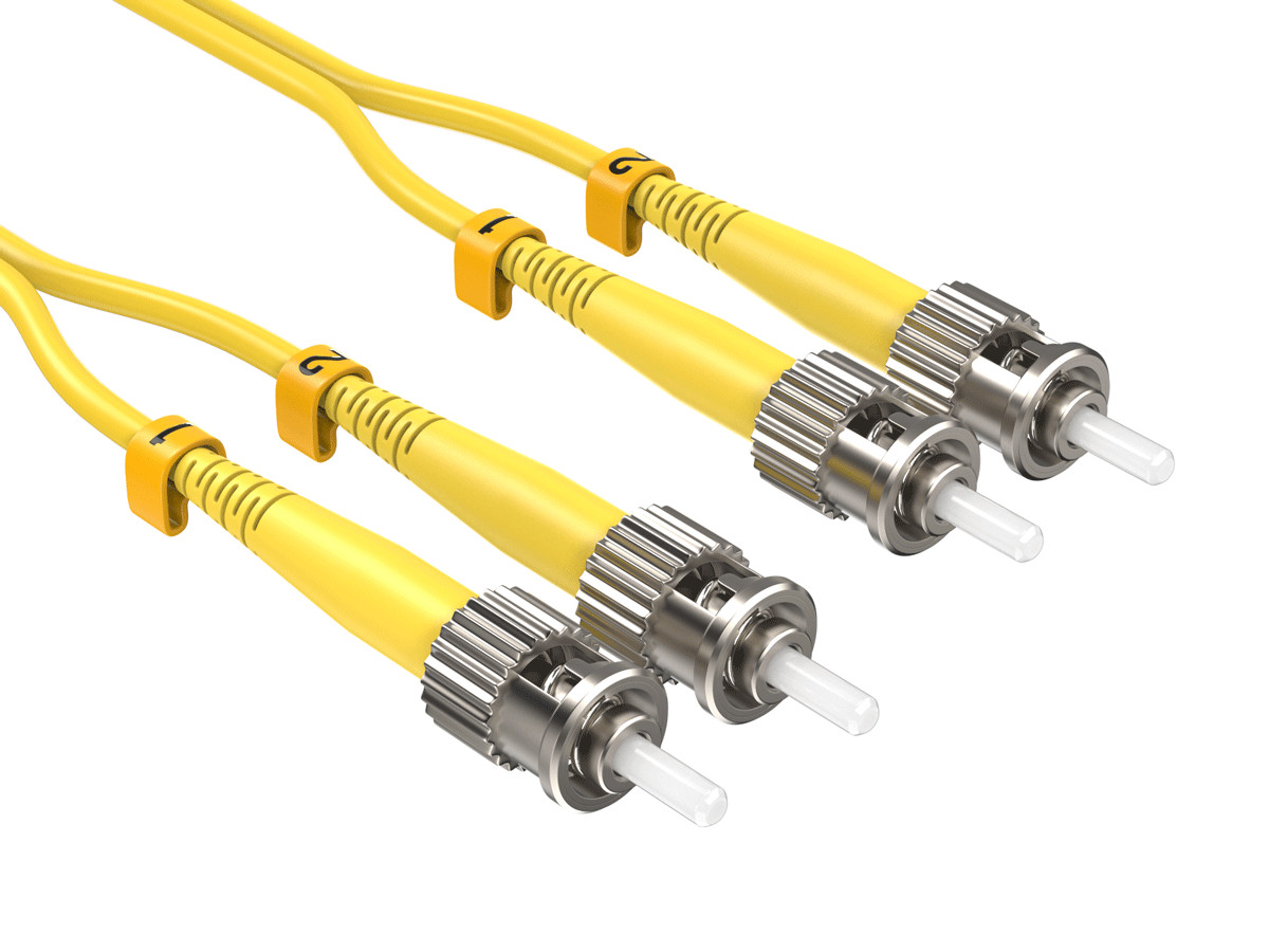 5m OS2 ST to ST UPC Duplex Corning Fiber Optic Cable SingleMode 9/125 OFNR Ra...