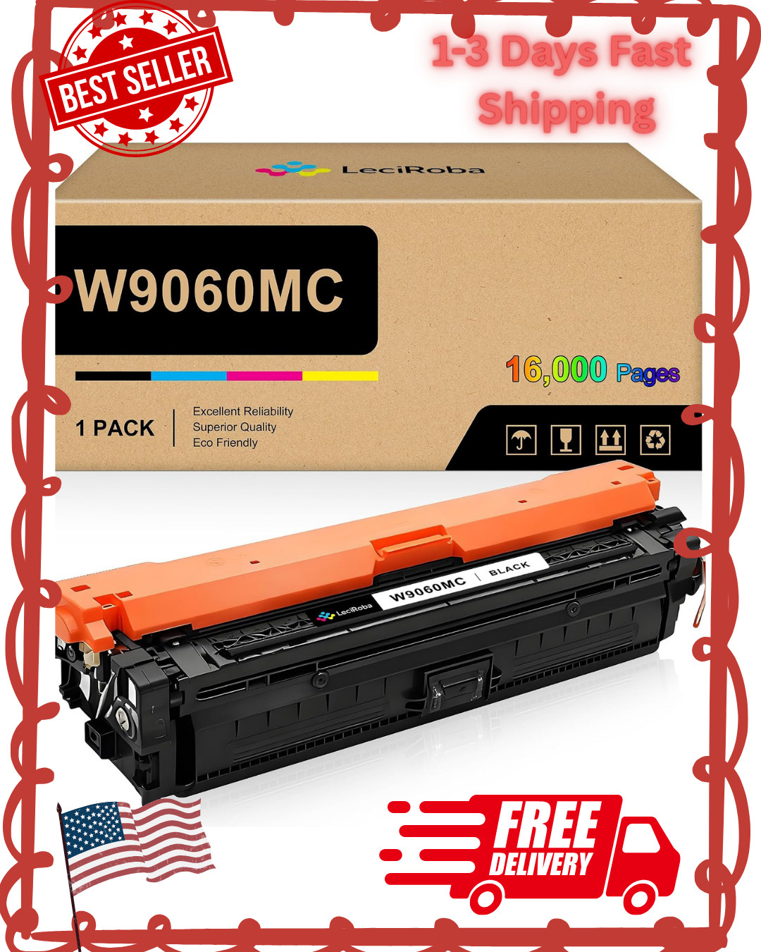 LeciRoba W9060MC Black Toner Cartridge Compatible for HP W9060MC W9060 Toner for