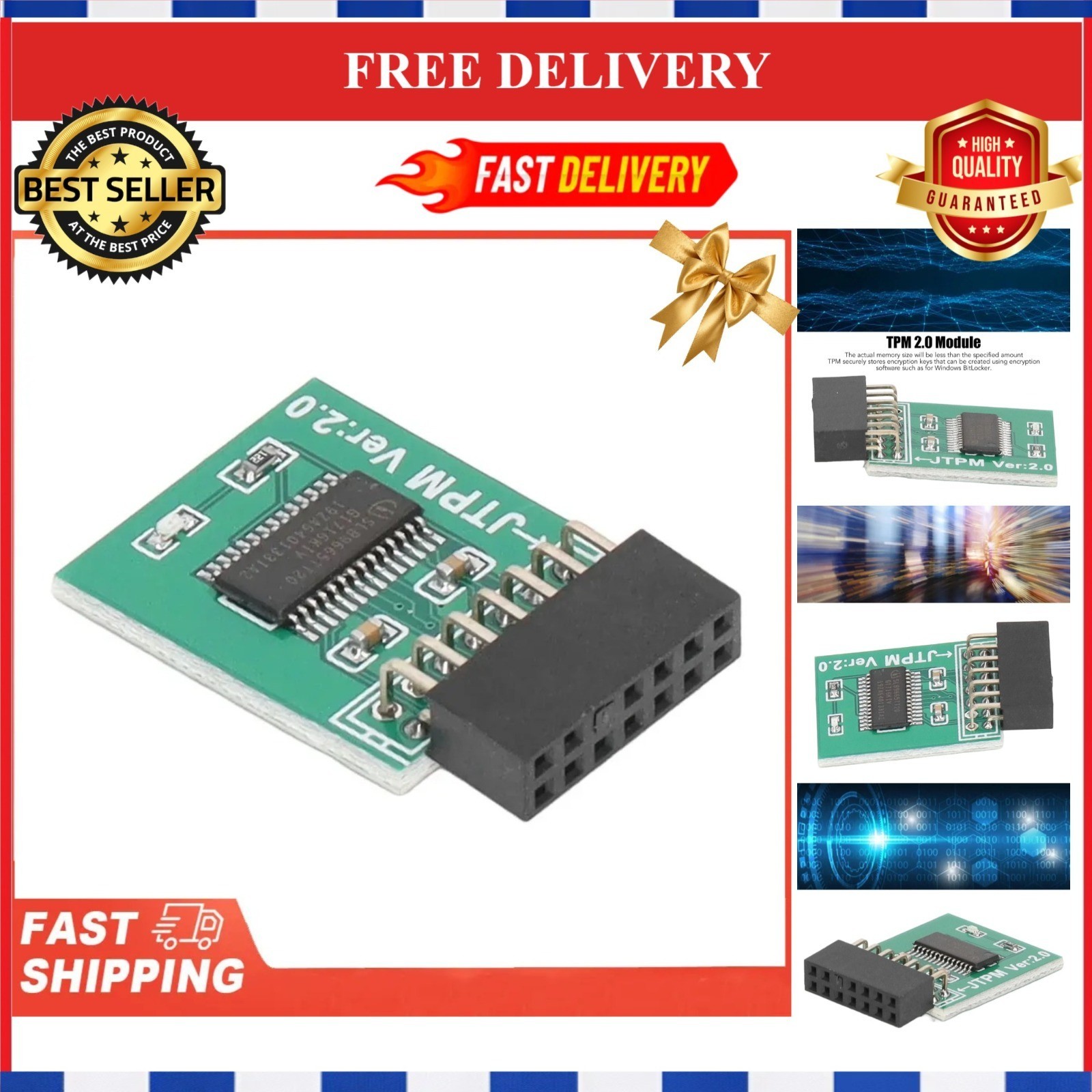 TPM 2.0 Module 14 Pin LPC Interface for MSI Motherboards Win11 Encryption