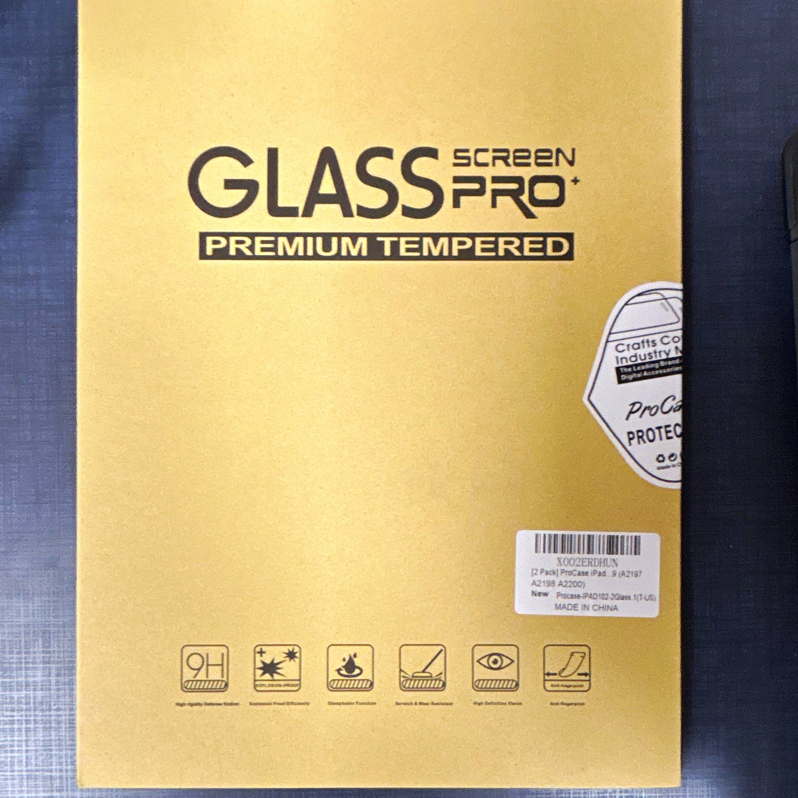 ProCase Tempered Glass Screen Protector Apple iPad 10.2 7/8/9 Gen Clear 2PK