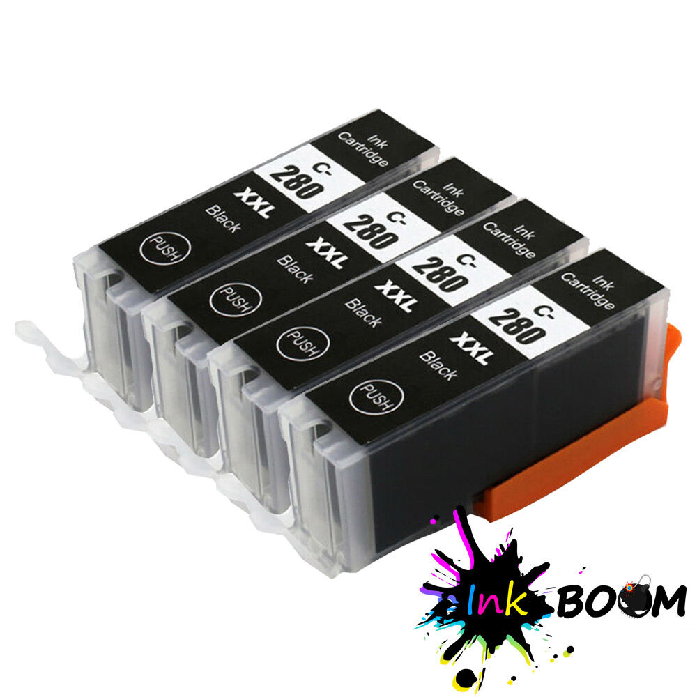 4 Black Ink Cartridge for PGI-280 PGI-280XXL PIXMA TS6120 TS6220 TS8120 TR7520