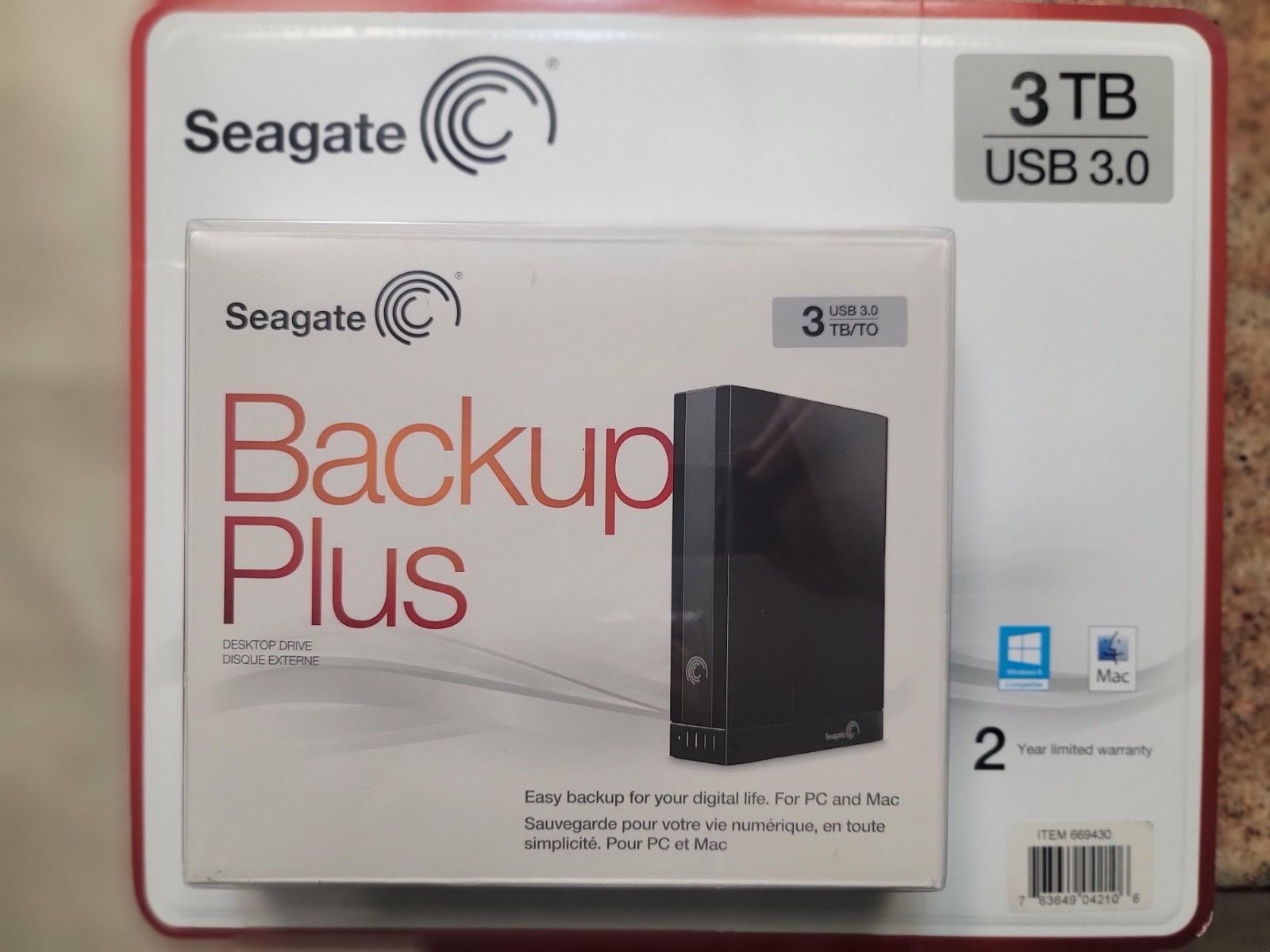 Seagate Backup Plus 3TB Desktop External HDD USB 30 STCA3000101 G1N