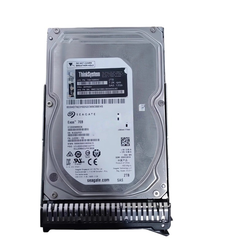 00YK031 7XB7A00042 Lenovo ThinkSystem 2TB 7.2K RPM SAS 12Gb 3.5" HDD Hard