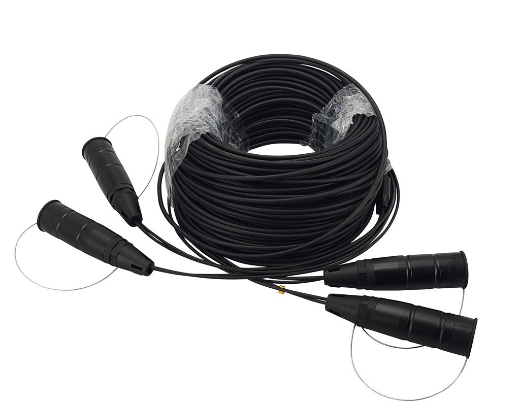 Armored Fiber Optic Cable ST to ST 8 Strands Single Mode with Protective Cap