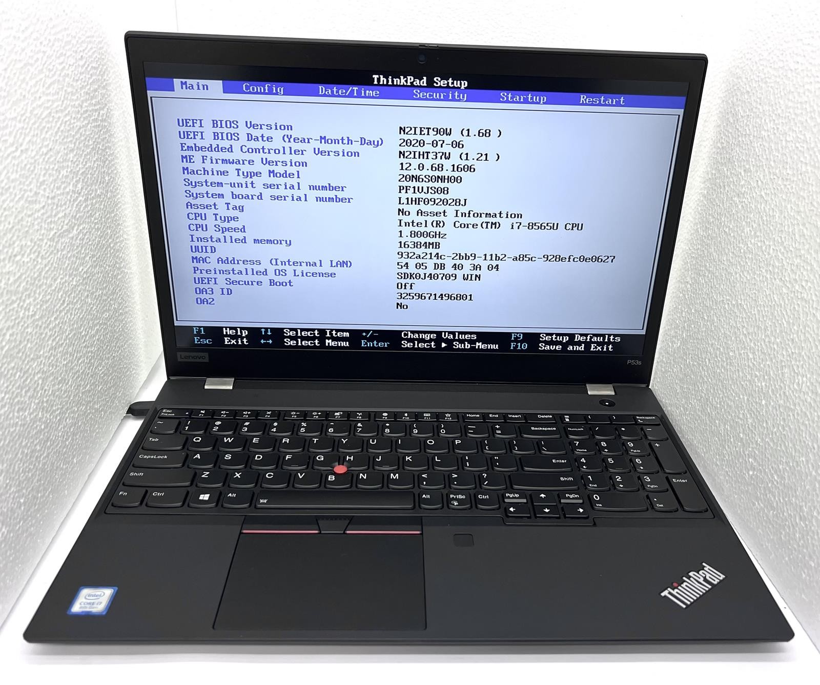Lenovo ThinkPad P53s, Intel Core i7-8565U @ 1.80GHz, 16GB RAM, 256GB NVMe #5918