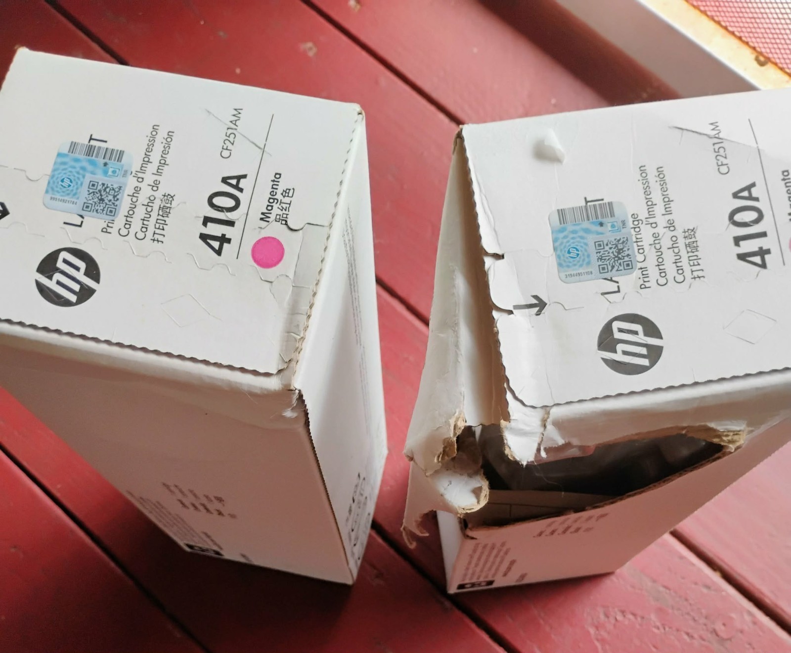 HP 410A Magenta Toner Cartridge, 2-pack. DAMAGED BOX.