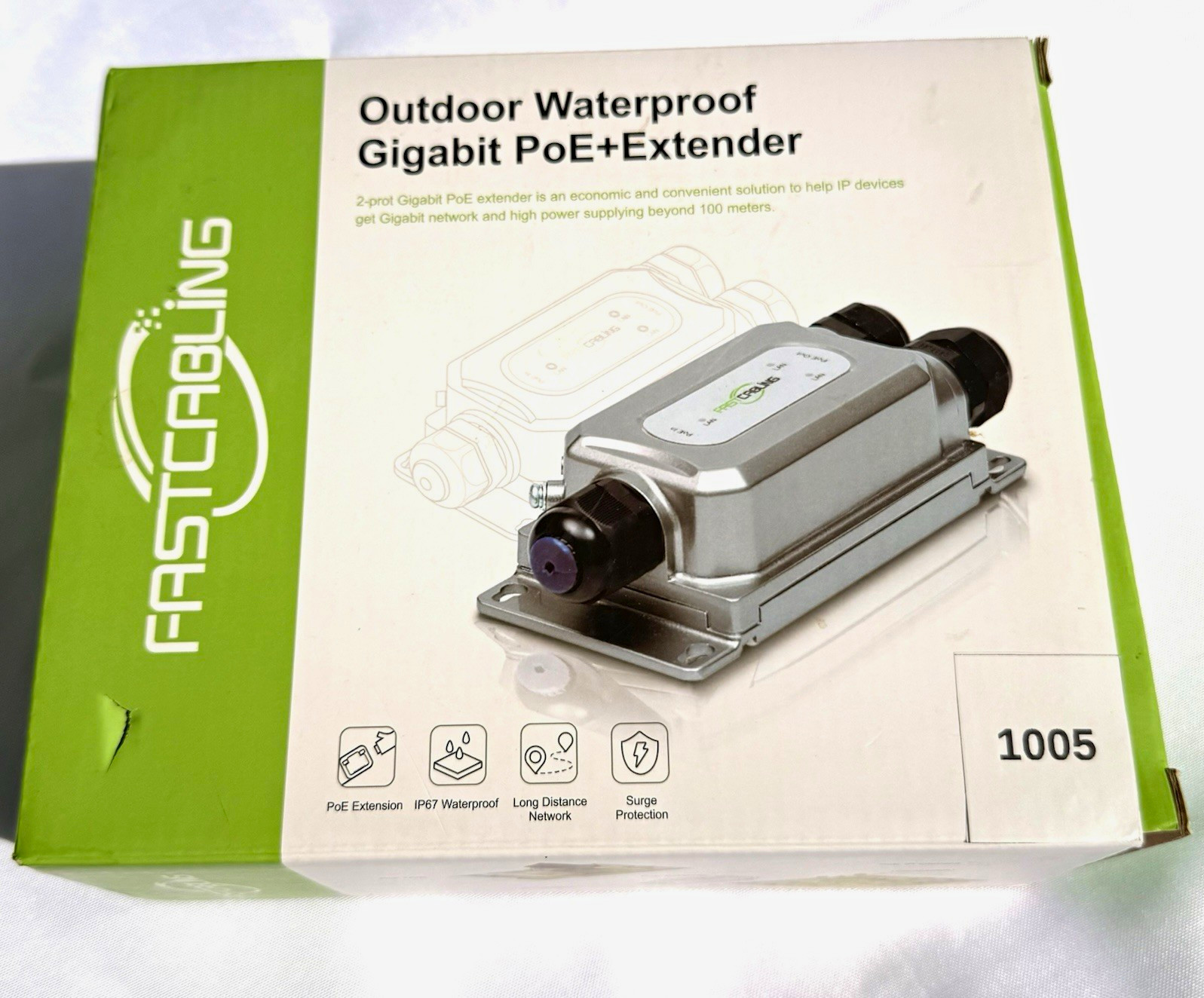 FASTCABLING 5540-55 Outdoor Waterproof Gigabit PoE+ Extender 2-Port Unmanaged