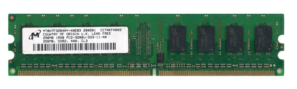 MEMORY 256MB DDR2 PC2-3200U 400MHz MT8HTF3264AY-40EB3 Non-ECC