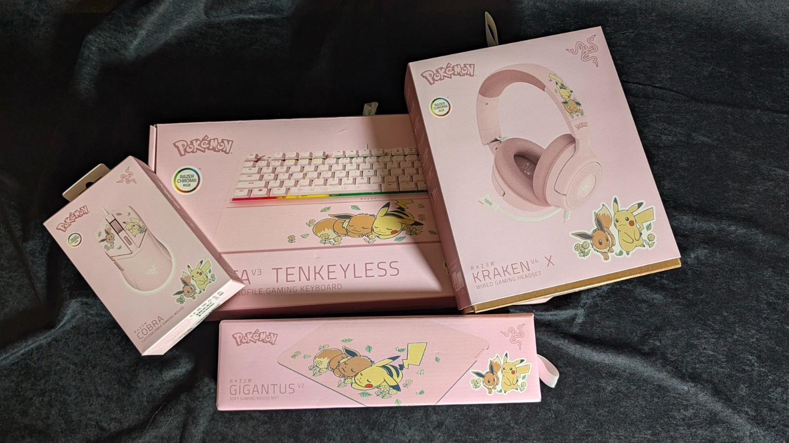 Pokemon x Razer Full Set Pikachu Eevee Ed Keyboard| Headphones |Mouse|Mousepad