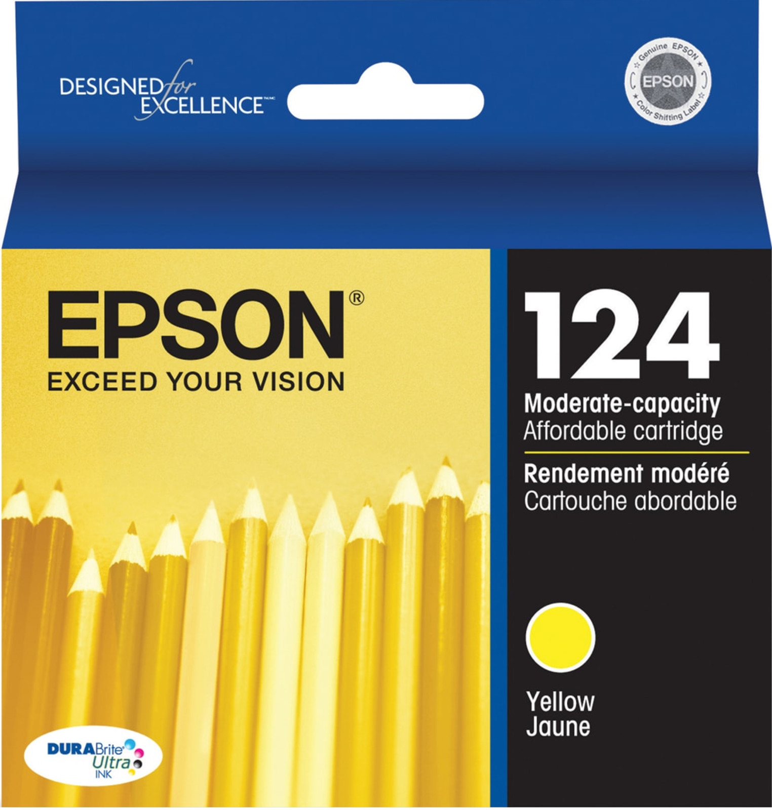 New Genuine Epson 124 Yellow Ink Cartridge Epson Stylus NX125 Epson Stylus NX127