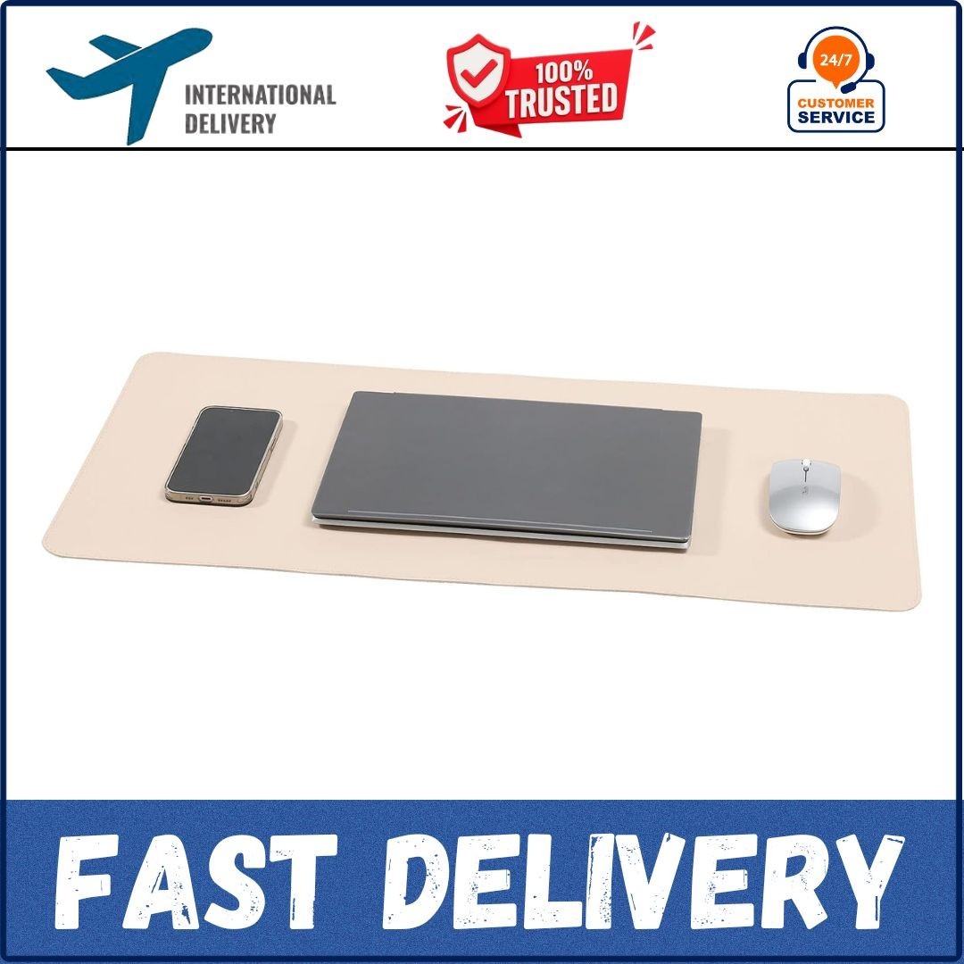 Desk Blotter Pad,27x13 inch PU Leather Computer Mouse Mat,Non 27"x13" Beige