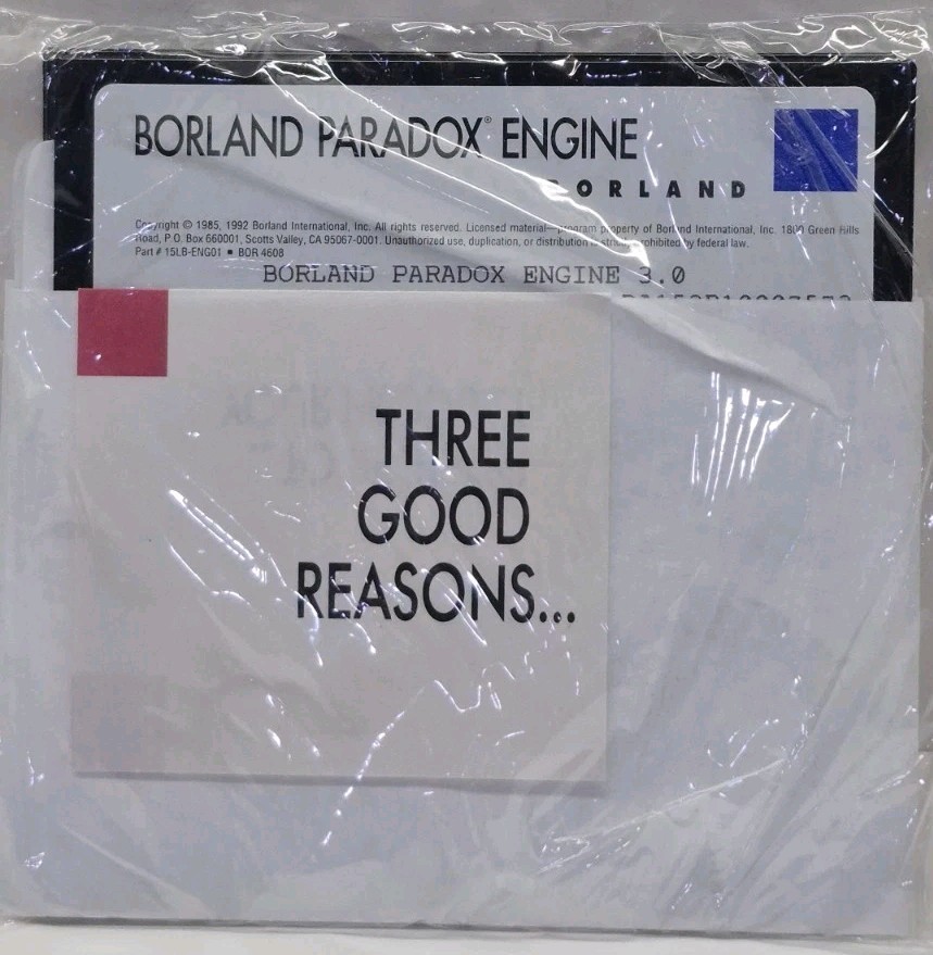 1985 Borland Paradox Engine & Database Framework 3.0 DOS 5.25 Floppy Sealed