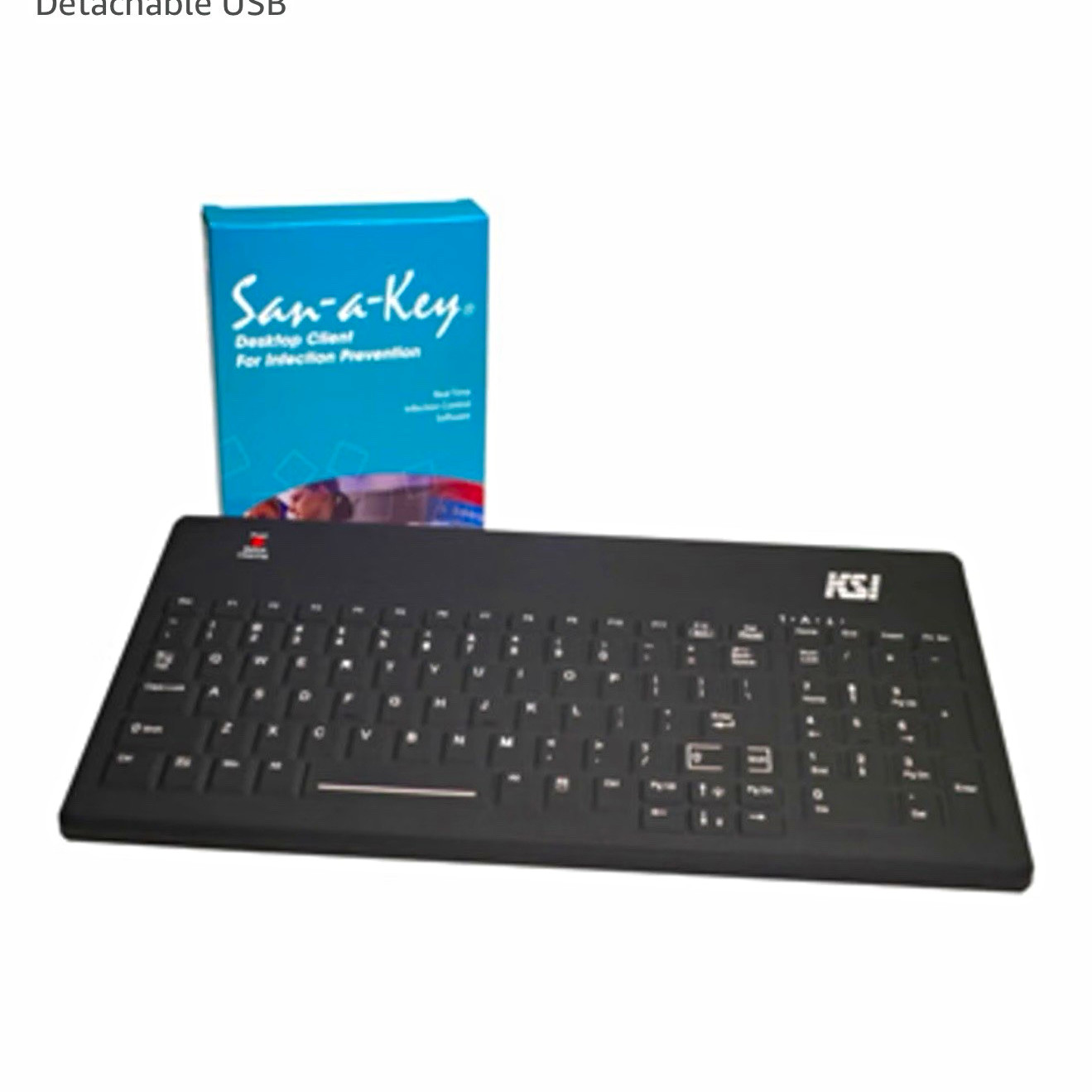 Keysource KSI-1801 SX B Backlit USB Keyboard w/ San-a-Key Silicone Cover, Black